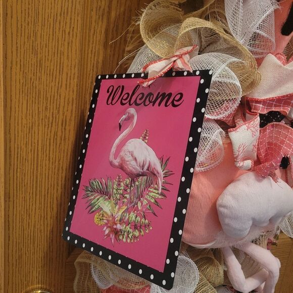 Door Wreath Pink Beautiful Welcome to Door Decorations - Picture 4 of 10